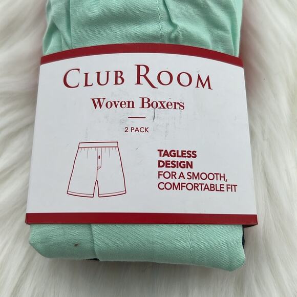 Club Room Men's Woven Boxers Tagless - Mint/Red - Small - NWT - Picture 3 of 6